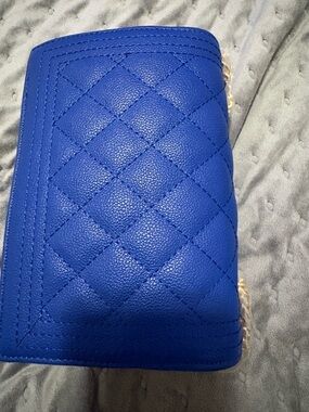 Quilted Blue Double Zip Crossbody